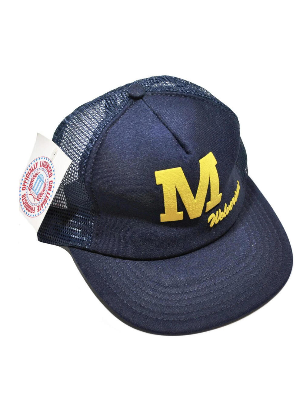 Vintage Michigan Wolverines NCAA Football Basketball 90s Trucker Snapback NWT